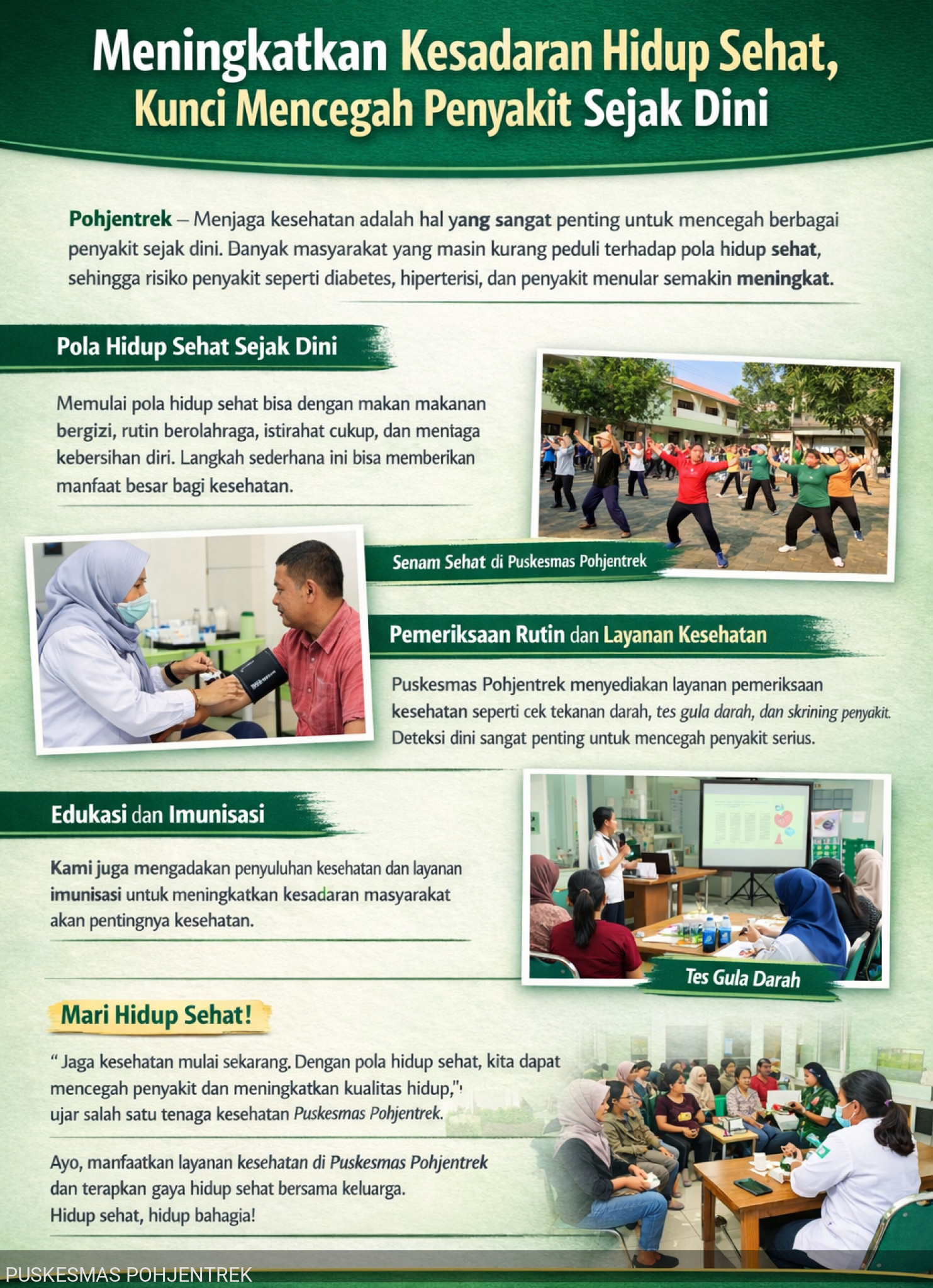 Puskesmas Pohjentrek Tingkatkan Kesadaran Masyarakat Melalui Gerakan Hidup Sehat
