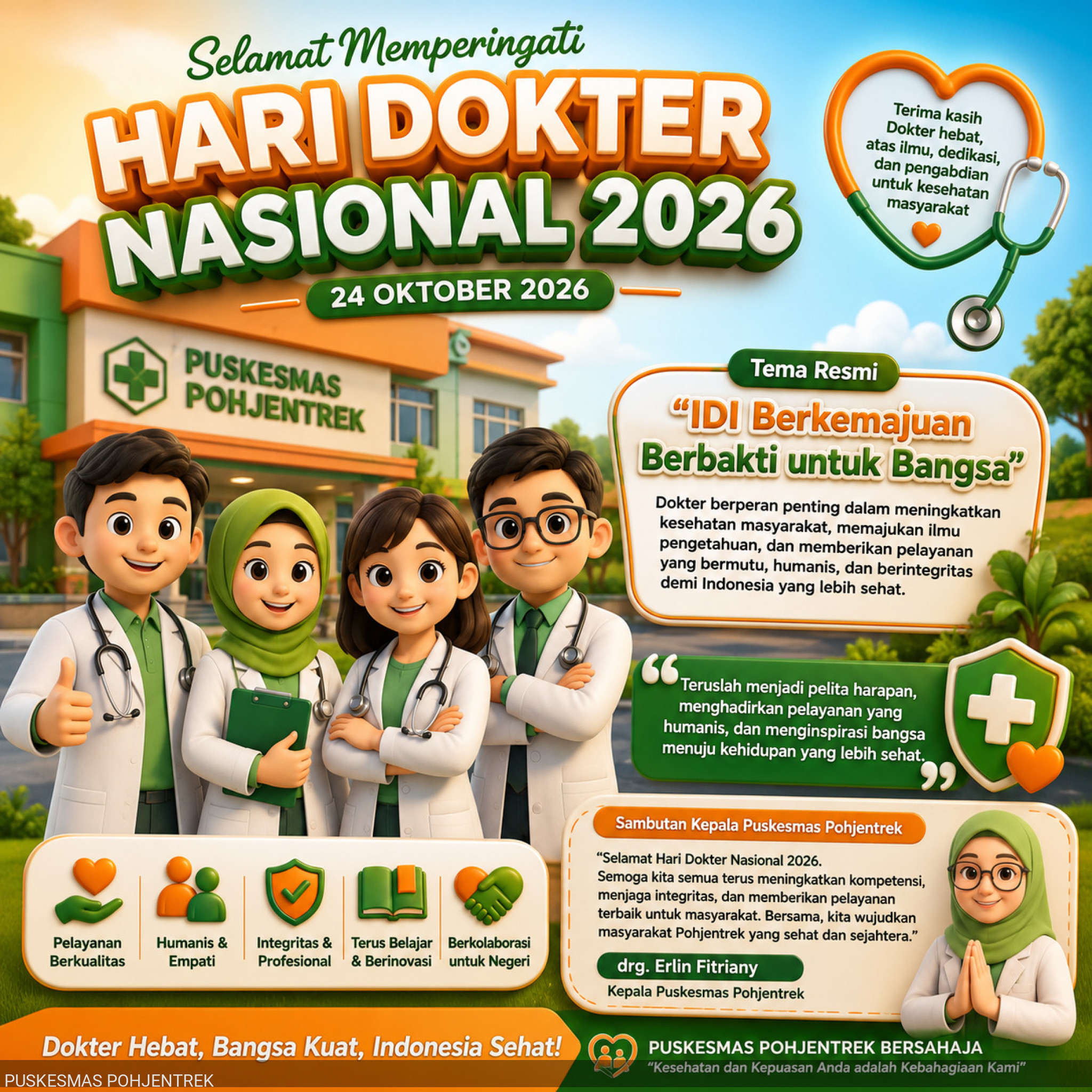 Hari Dokter Nasional 2026: “IDI Berkemajuan Berbakti untuk Bangsa”, Puskesmas Pohjentrek Teguhkan Komitmen Pelayanan Kesehatan yang Humanis dan Berkualitas