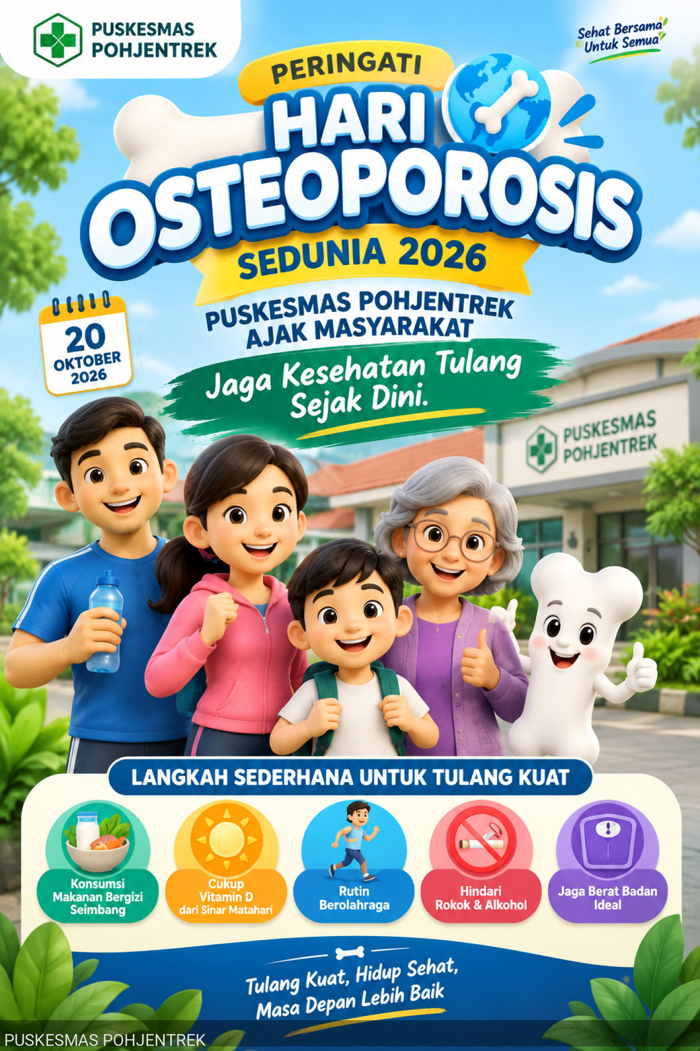 PERINGATI HARI OSTEOPOROSIS SEDUNIA 2026, PUSKESMAS POHJENTREK AJAK MASYARAKAT JAGA KESEHATAN TULANG SEJAK DINI